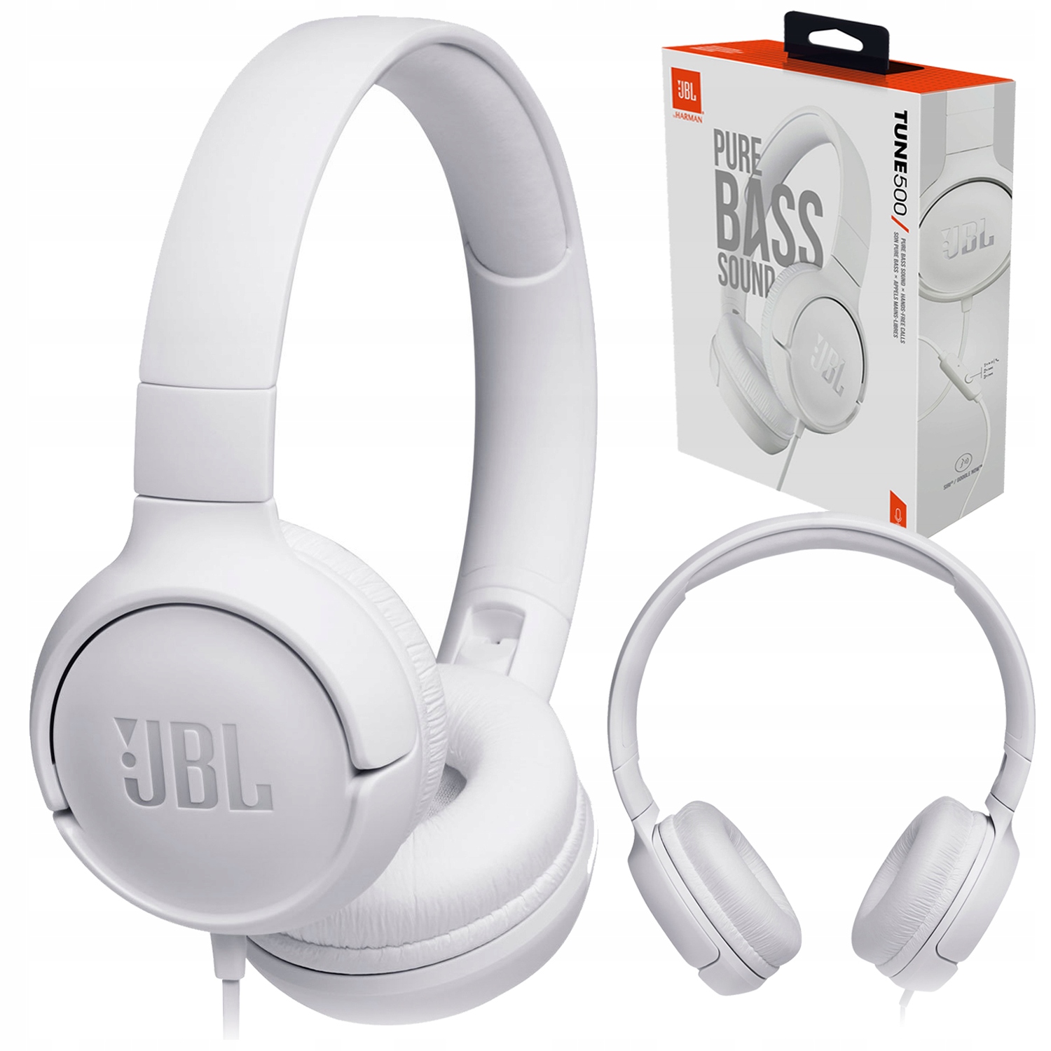 Złożone słuchawki nauszne JBL Tune 500 - gotowe do transportu