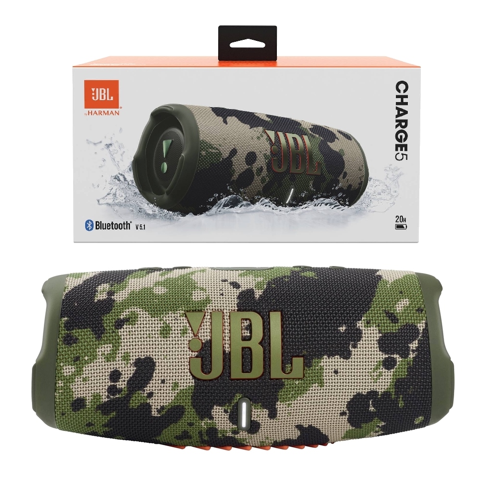 Głośnik JBL Charge 5 Bluetooth Moro - widok z tyłu, ukazujący port ładowania i łączność