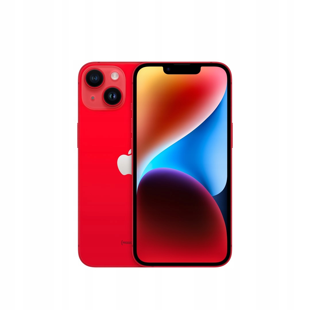 Smartfon Apple iPhone 14 (PRODUCT)RED - Widok frontowy, gotów do akcji