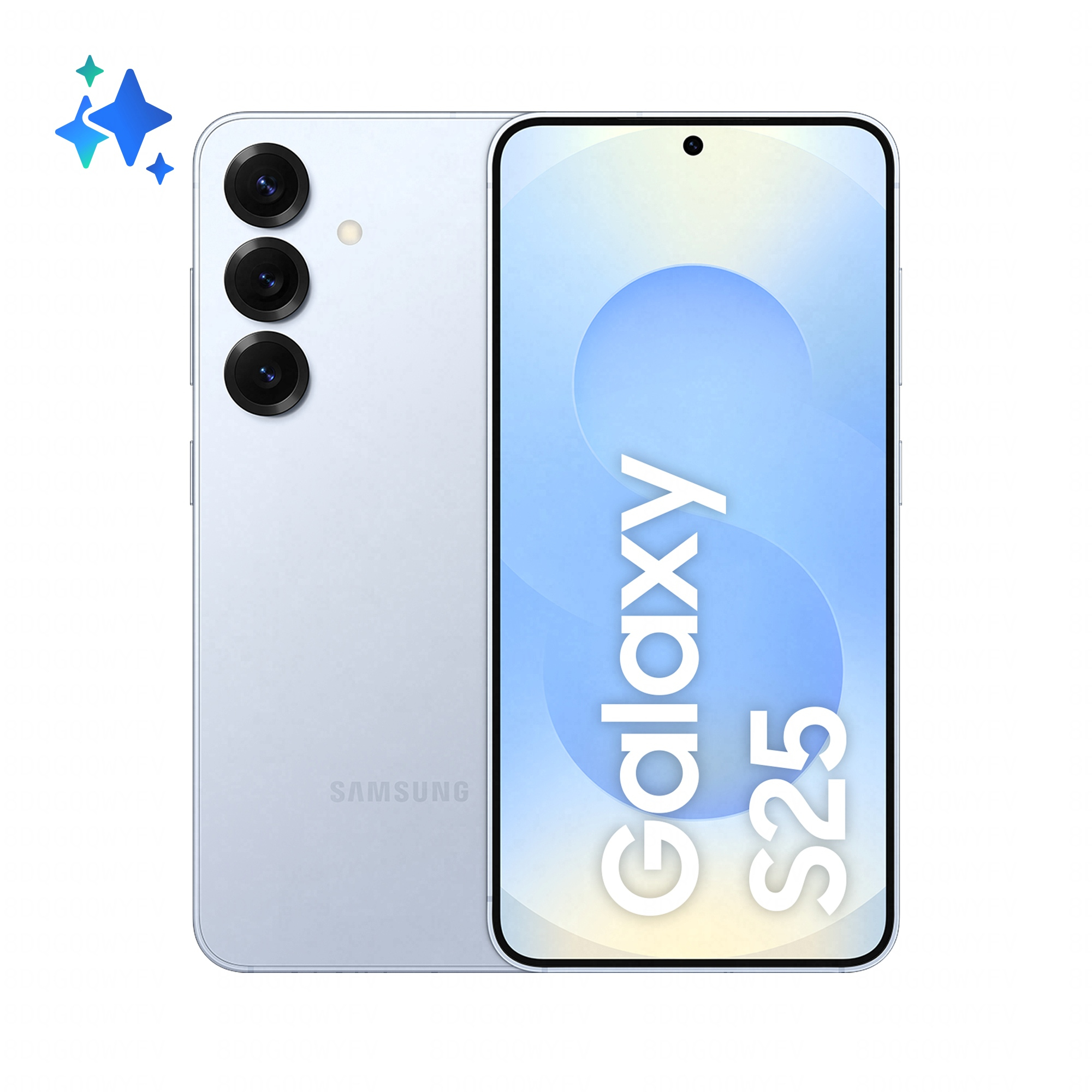 Smartfon Samsung Galaxy S25 - widok z przodu z włączonym ekranem