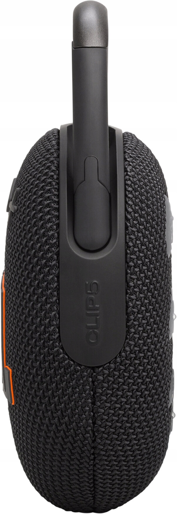Tył głośnika przenośnego JBL Clip 5 z widocznym portem USB-C.