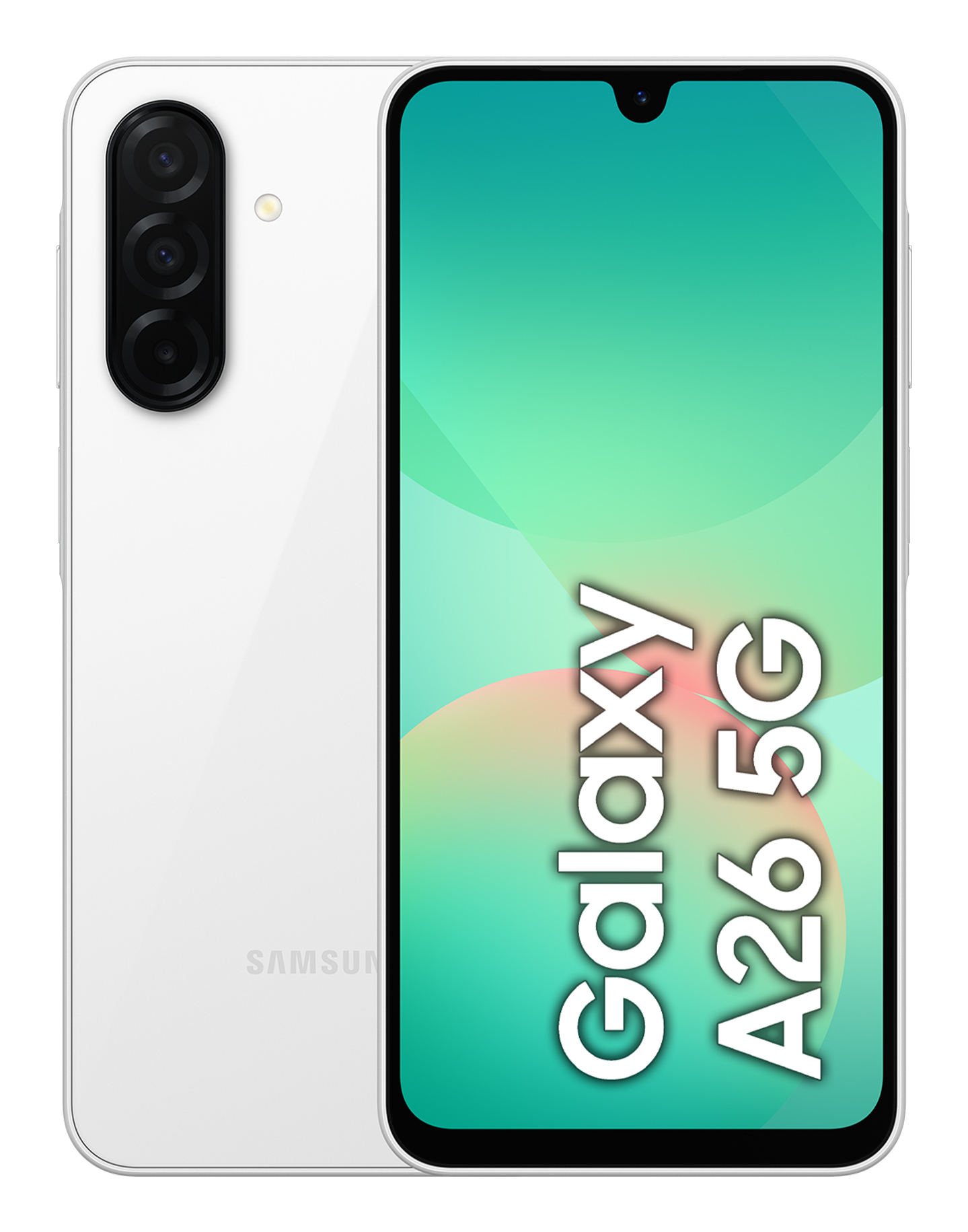 Samsung Galaxy A26 5G - widok z przodu z ekranem włączonym
